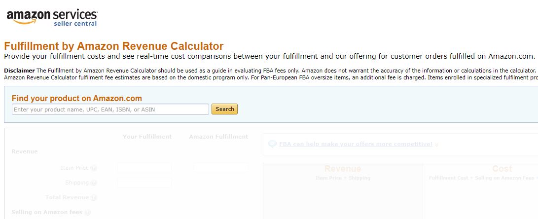 Amazon FBA calculator